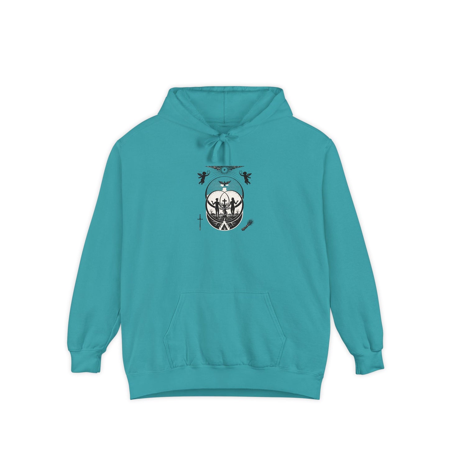 Moonlit Forest Hoodie — Crescent Moon & Gathering Silhouette Pullover