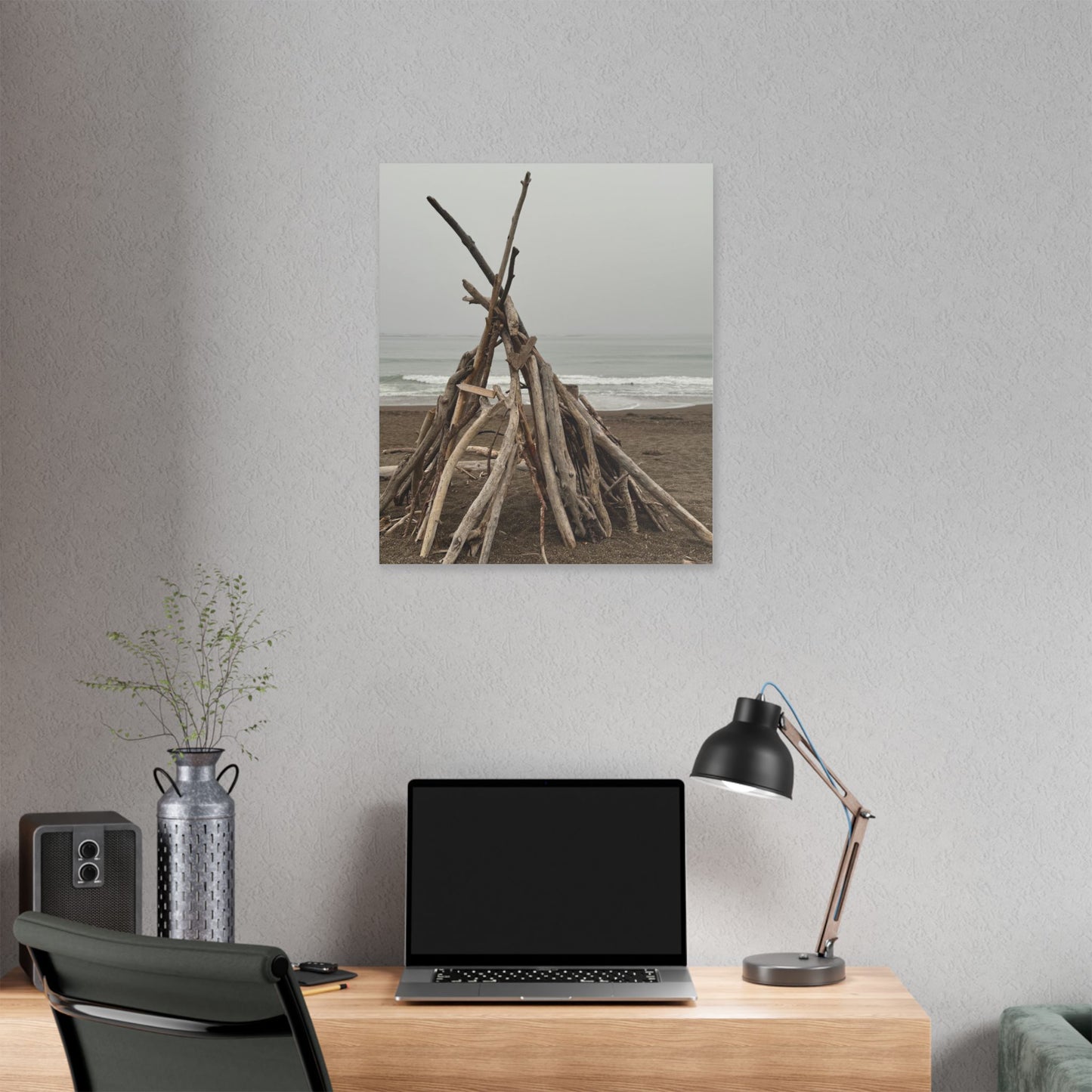 Driftwood Teepee Beach Driftwood Canvas