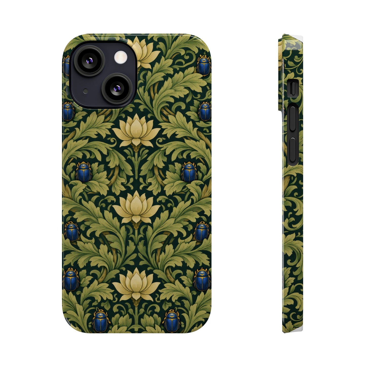 Vintage William Morris Green Lotus & Beetle Slim Phone Case