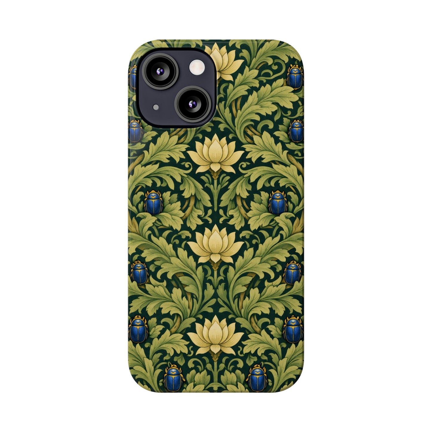 Vintage William Morris Green Lotus & Beetle Slim Phone Case