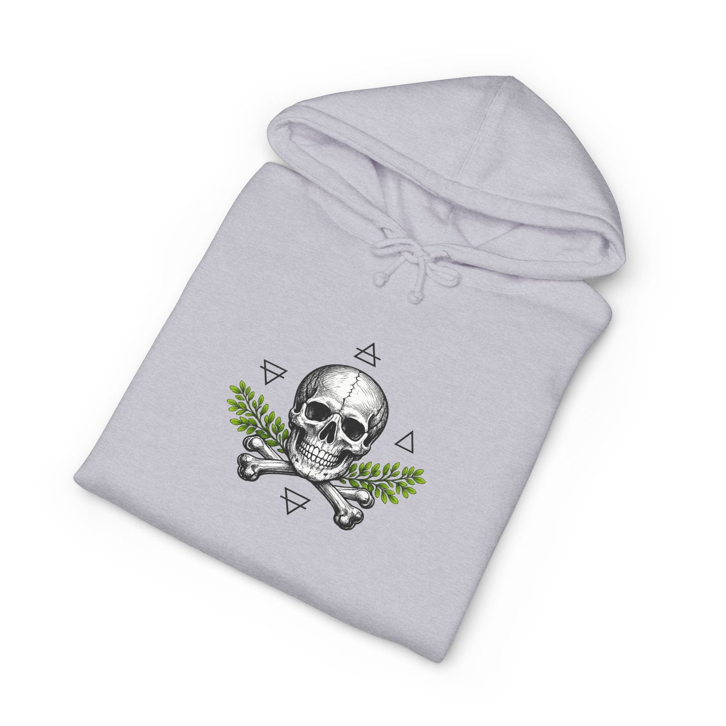 Skull & Acacia Sprig Hoodie — Gothic Skull Graphic Pullover