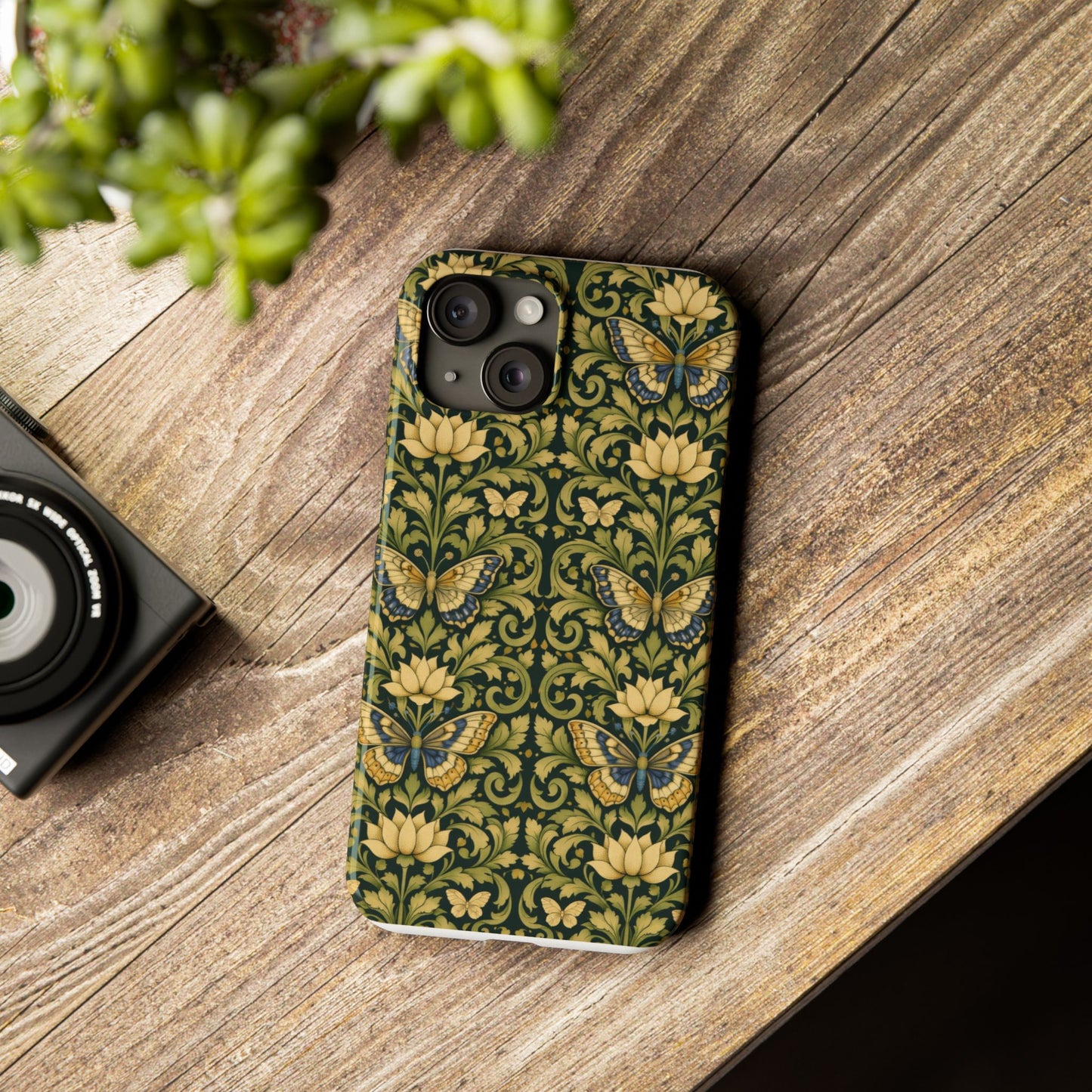 Victorian Butterfly Slim Phone Case — Vintage Floral Pattern