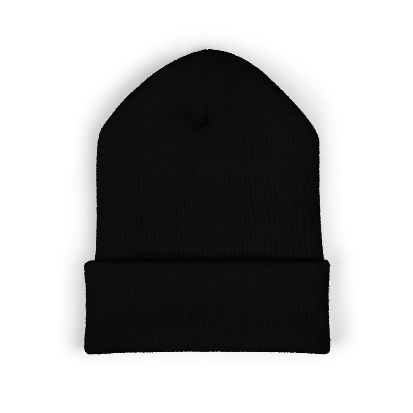 Embroidered Heart Rose Cuffed Beanie – Minimal White Knit Winter Hat