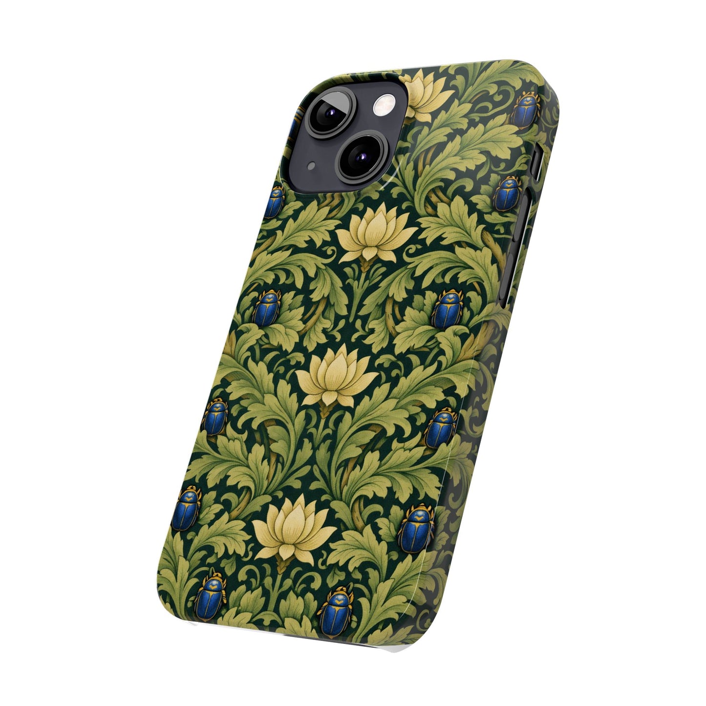 Vintage William Morris Green Lotus & Beetle Slim Phone Case