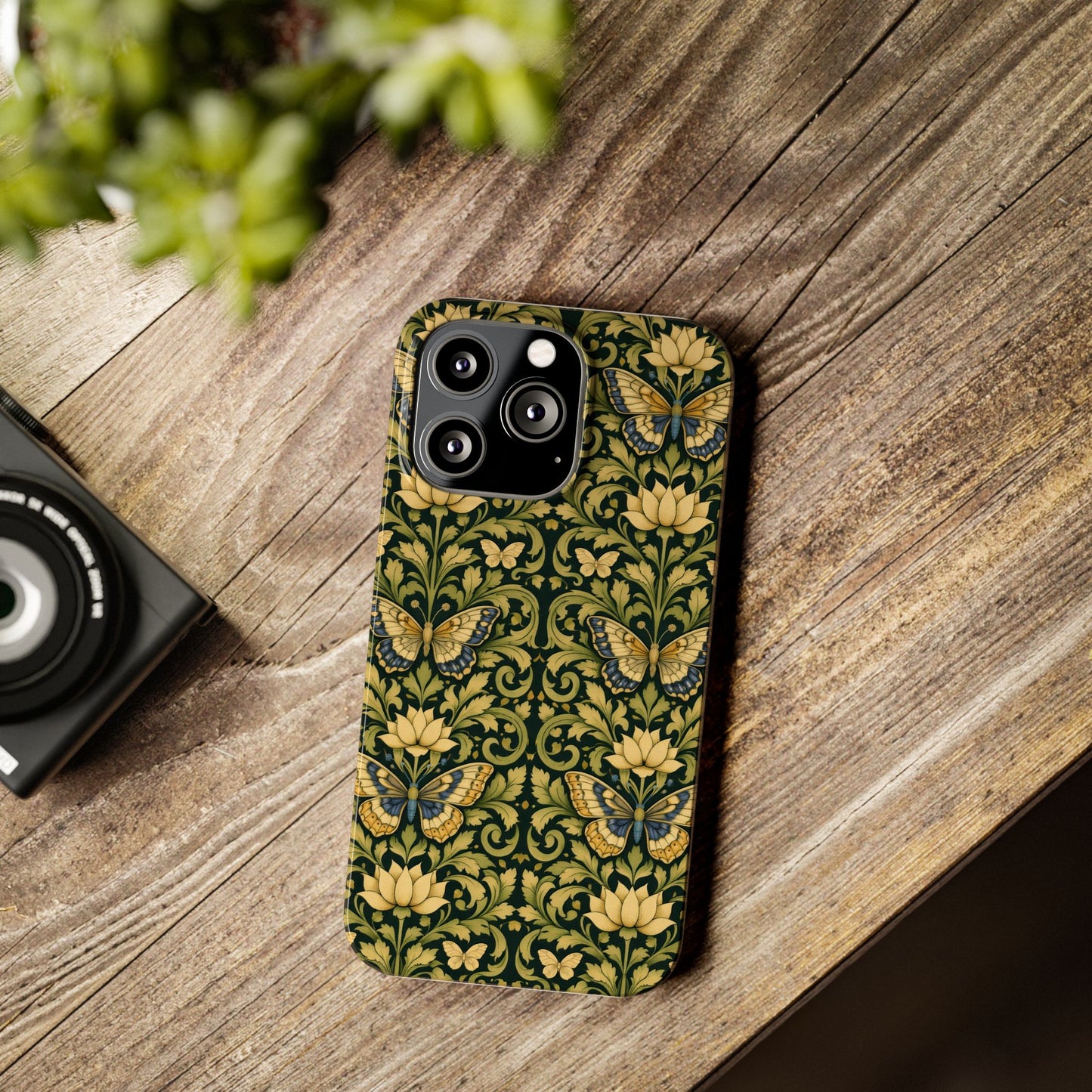 Victorian Butterfly Slim Phone Case — Vintage Floral Pattern
