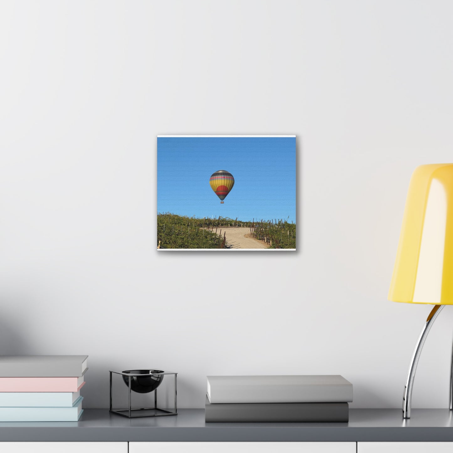 Hot Air Balloon Over Vineyard Canvas