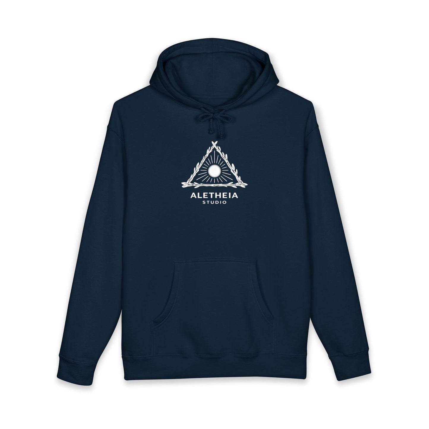 Minimalist Triangle Logo Hoodie — White Casual Streetwear