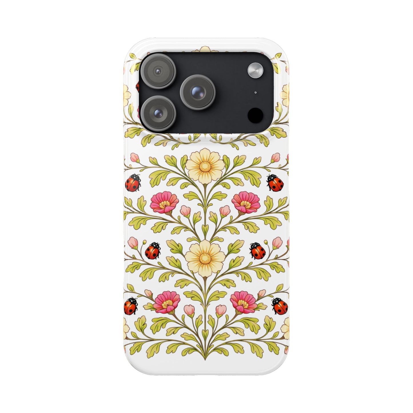 Floral Ladybug Slim Phone Case — Vintage Garden Pattern