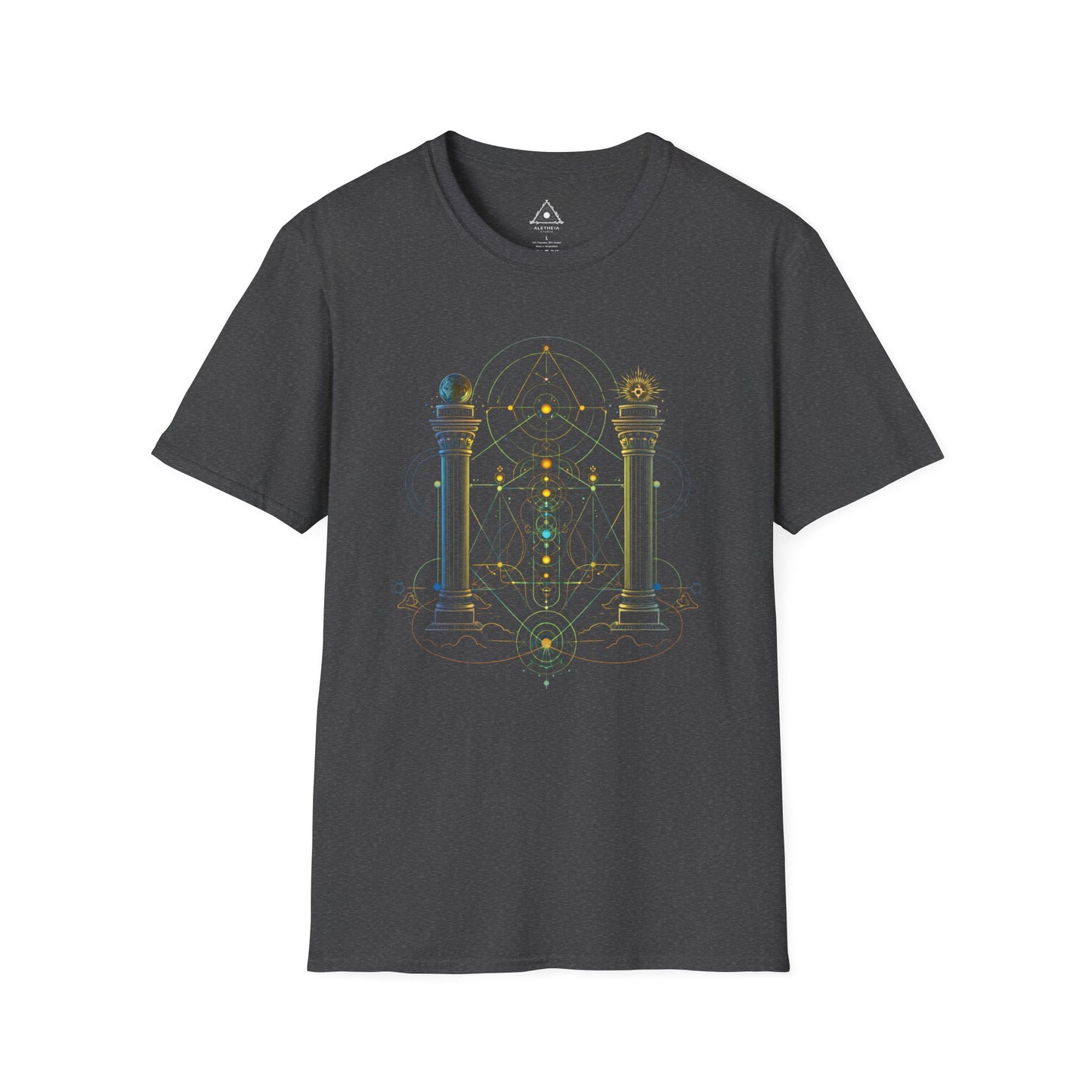 Mystic Pillars Geometry T-Shirt — Celestial Alchemy Graphic Tee