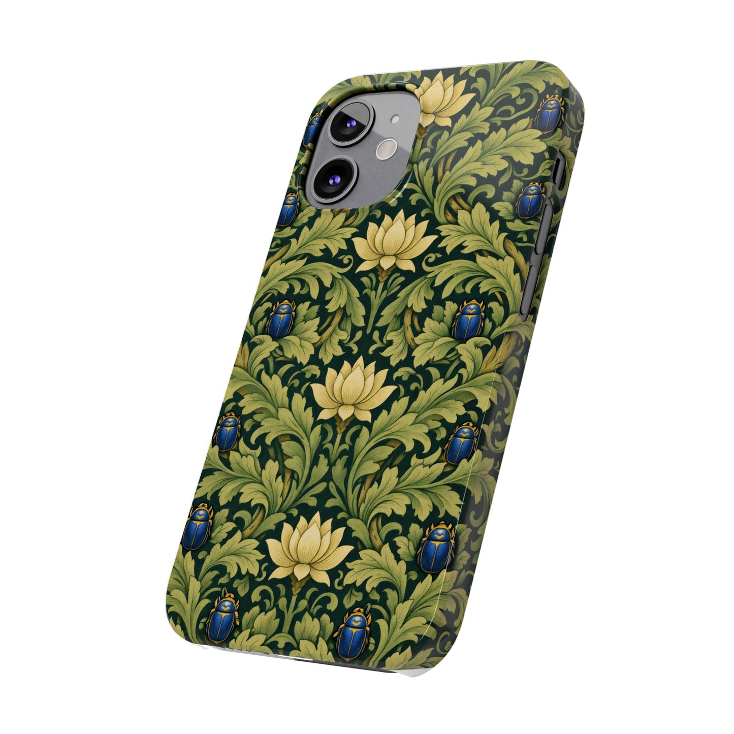 Vintage William Morris Green Lotus & Beetle Slim Phone Case