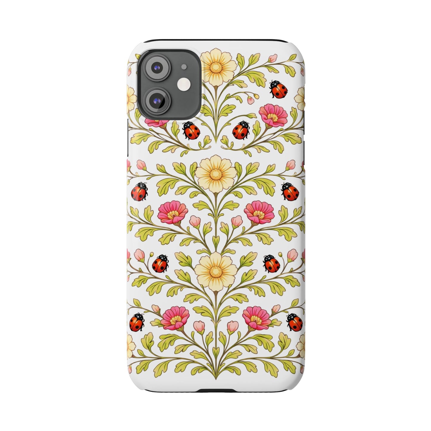 Floral Ladybug Slim Phone Case — Vintage Garden Pattern