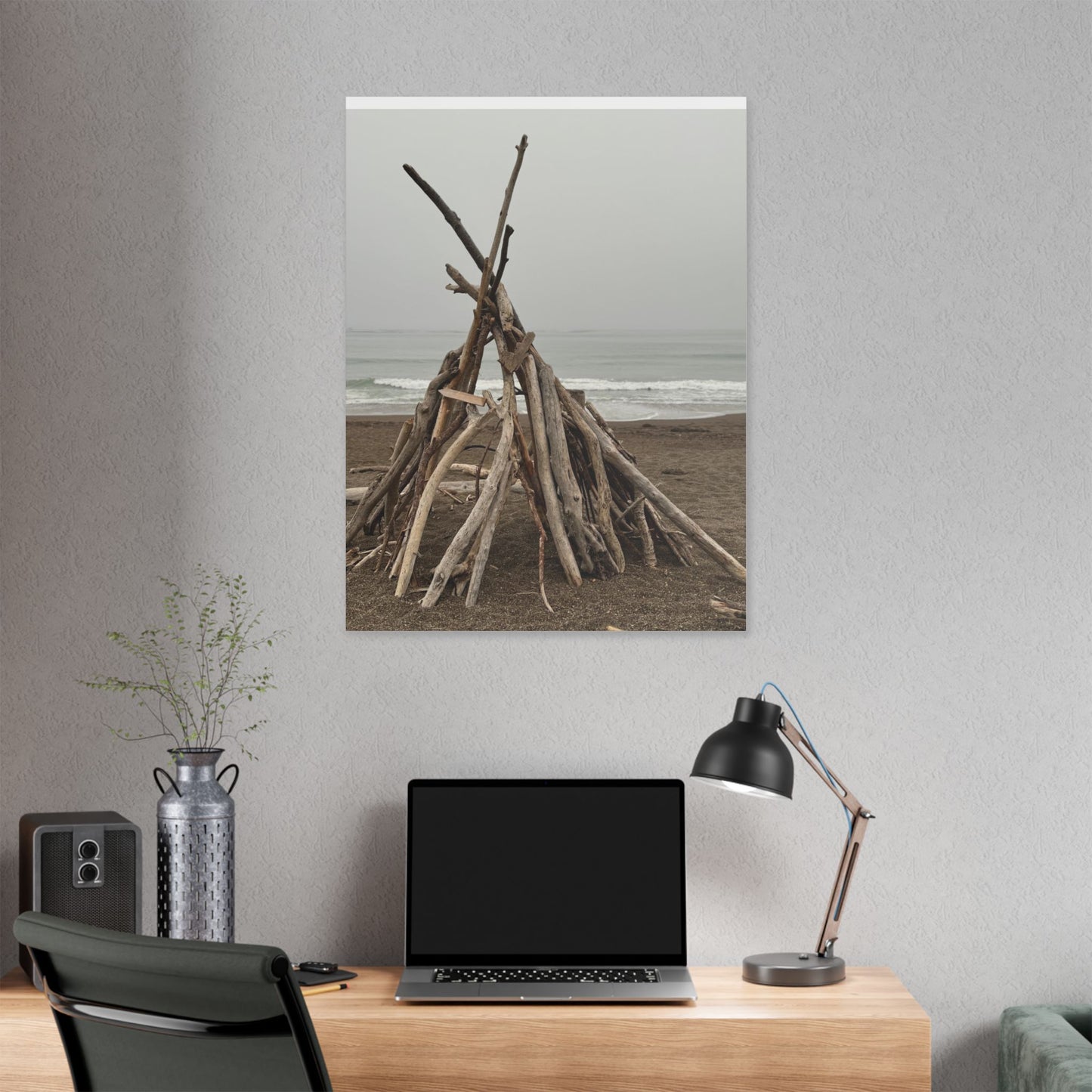 Driftwood Teepee Beach Driftwood Canvas
