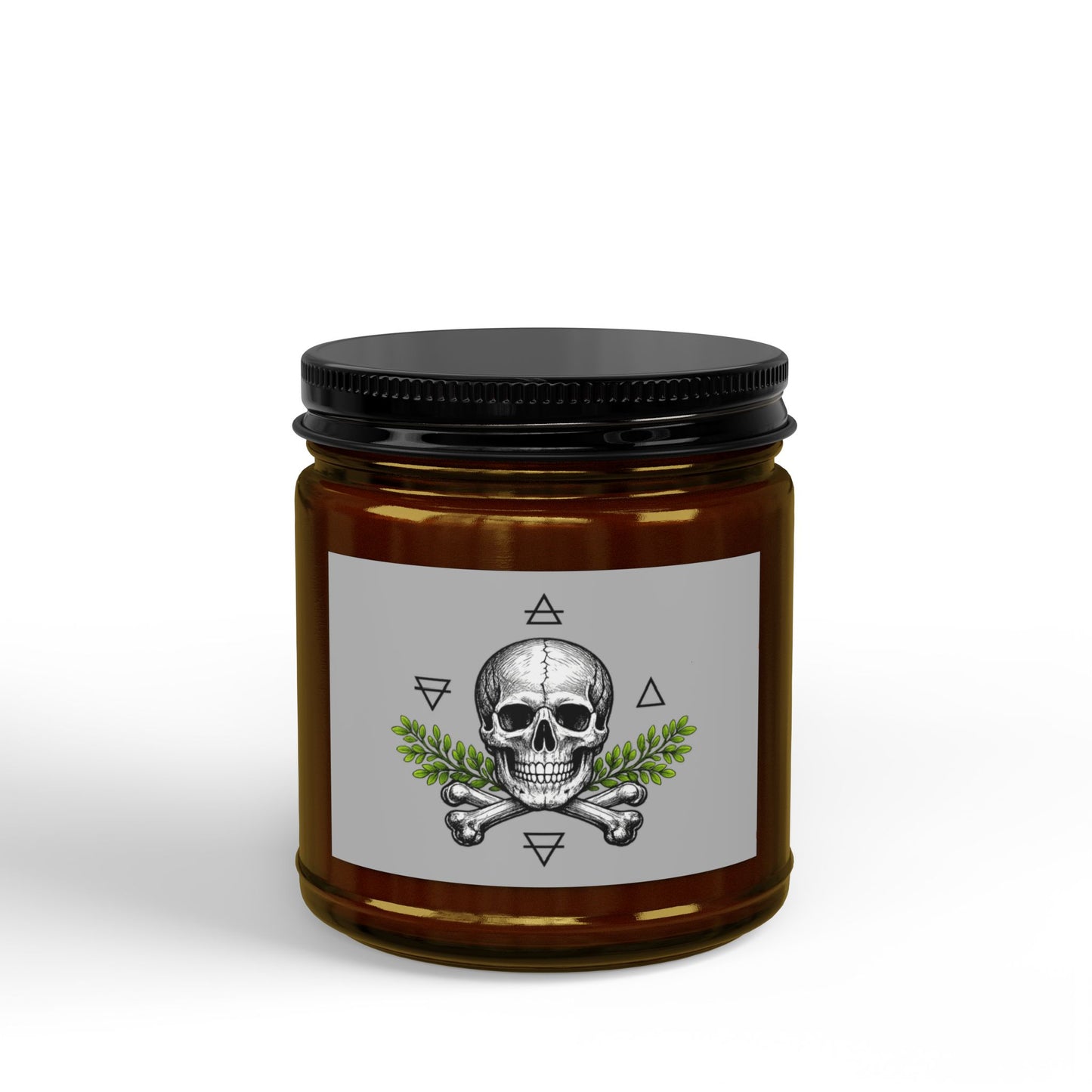 Herbal Skull Soy Candle — 4oz & 9oz Scented Jar with Black Lid