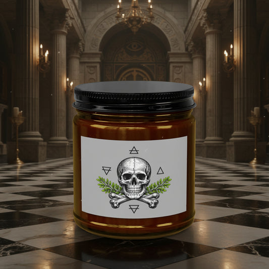 Herbal Skull Soy Candle — 4oz & 9oz Scented Jar with Black Lid