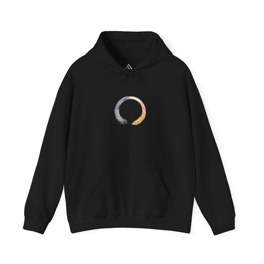 Enso Circle Hoodie — Minimal Zen Sweatshirt with Aletheia Studio Back Logo