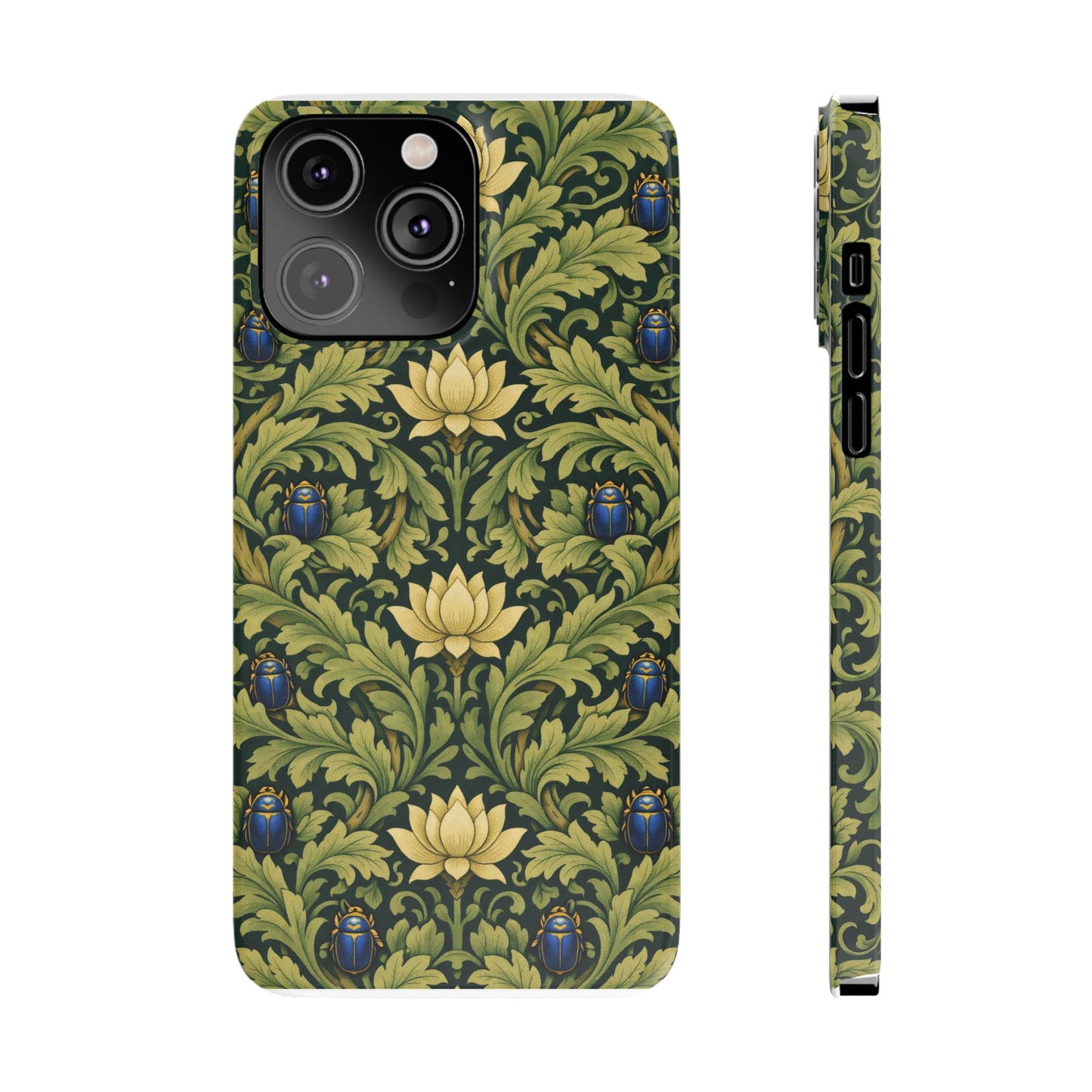 Vintage William Morris Green Lotus & Beetle Slim Phone Case
