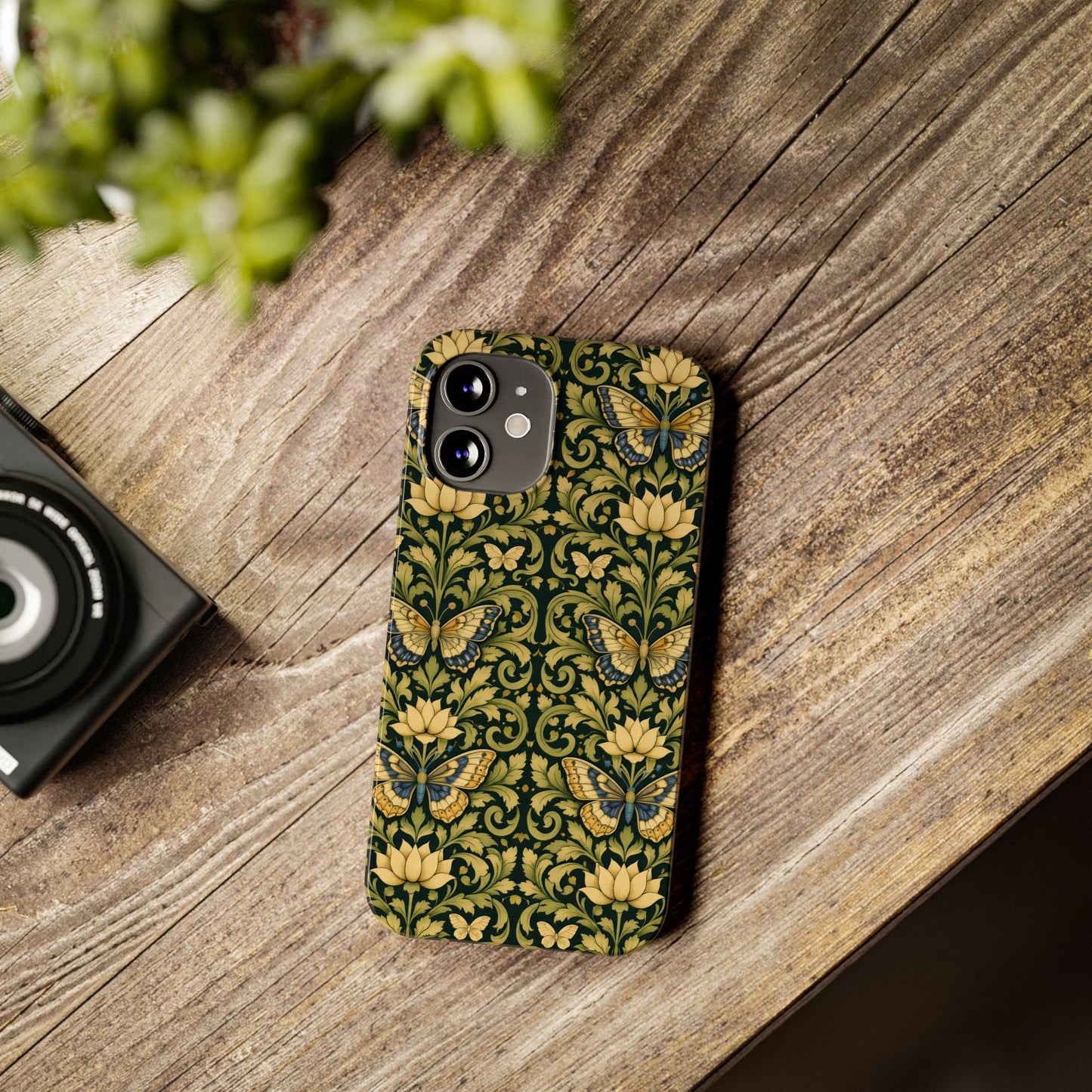 Victorian Butterfly Slim Phone Case — Vintage Floral Pattern