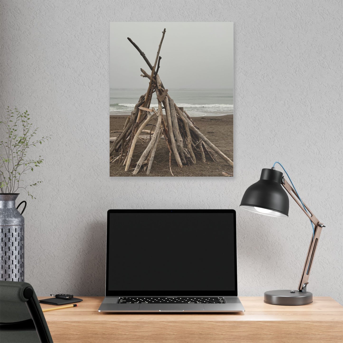 Driftwood Teepee Beach Driftwood Canvas