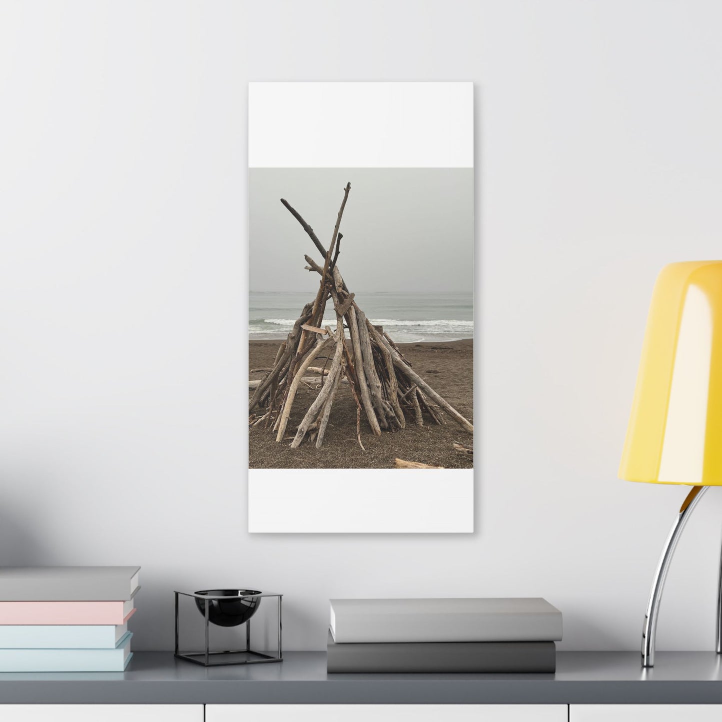 Driftwood Teepee Beach Driftwood Canvas