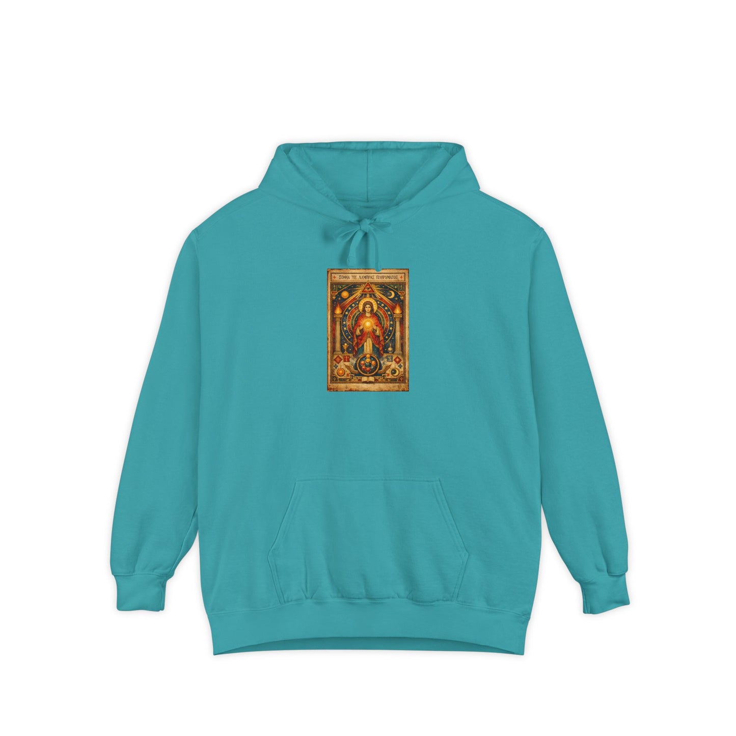 Religious Icon Hoodie — Vintage Gold Madonna Sacred Art Pullover