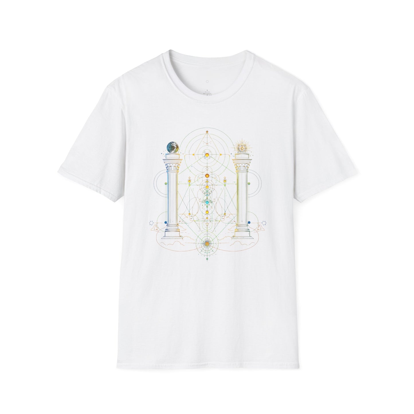 Mystic Pillars Geometry T-Shirt — Celestial Alchemy Graphic Tee