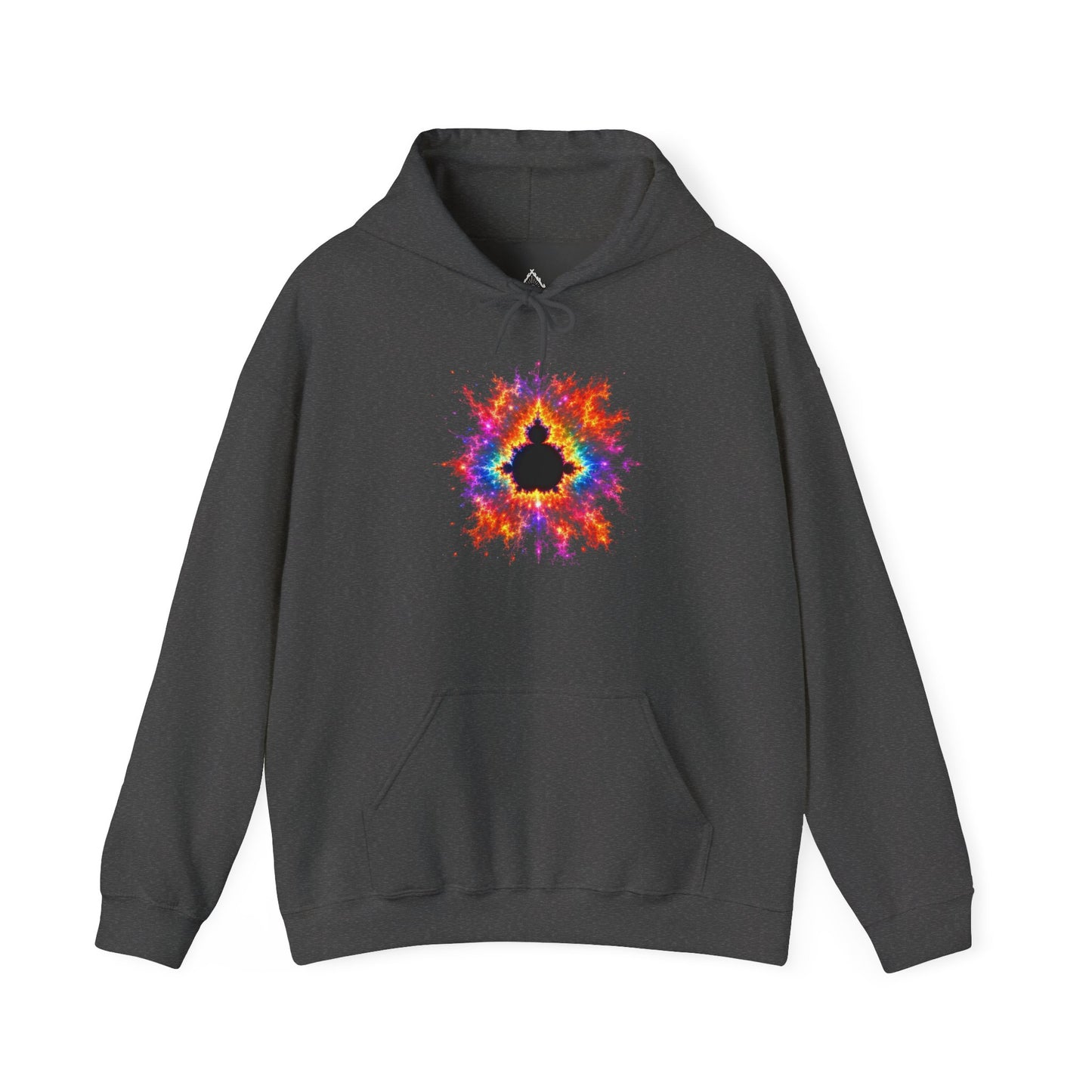 Mandelbrot Nebula Hoodie — Rainbow Fractal Explosion Pullover