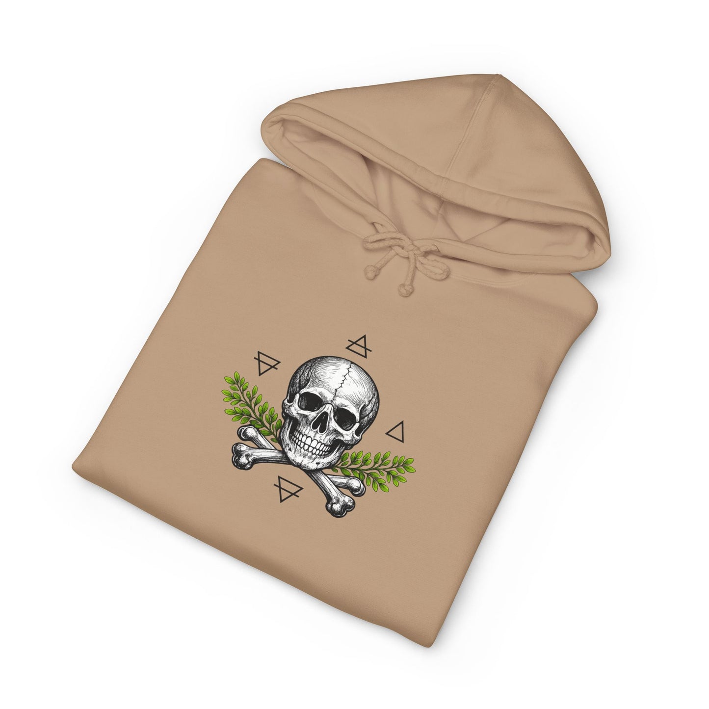 Skull & Acacia Sprig Hoodie — Gothic Skull Graphic Pullover