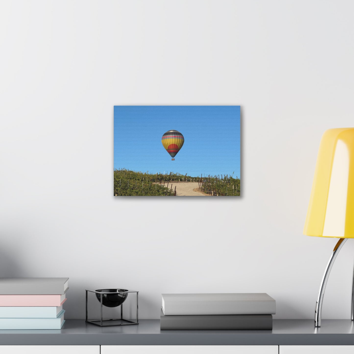 Hot Air Balloon Over Vineyard Canvas