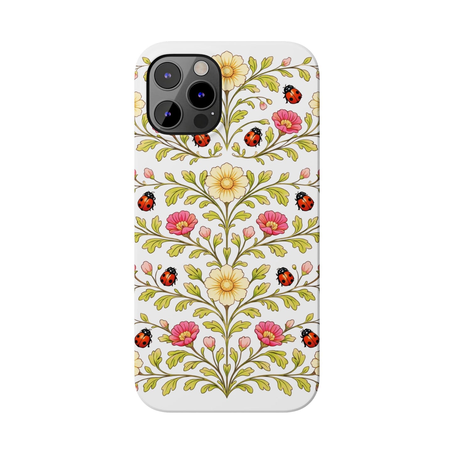 Floral Ladybug Slim Phone Case — Vintage Garden Pattern
