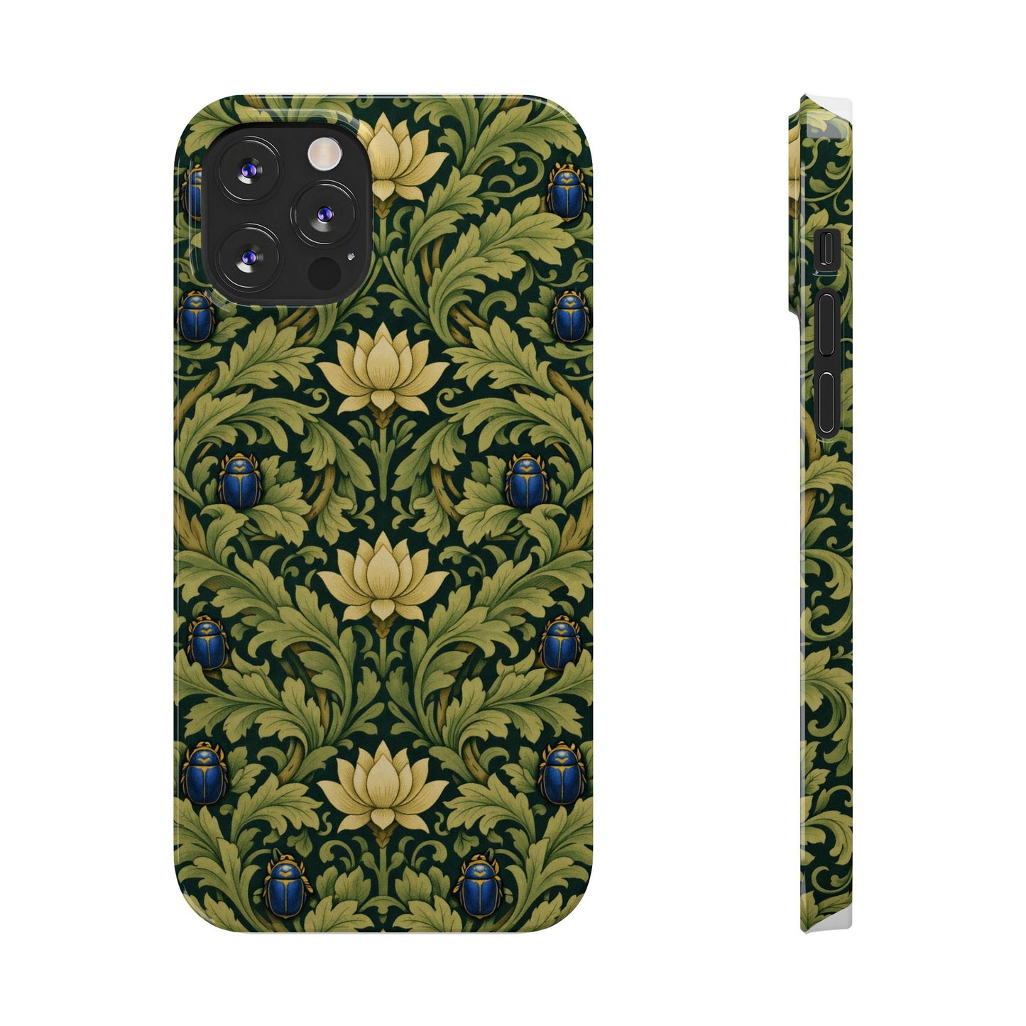 Vintage William Morris Green Lotus & Beetle Slim Phone Case