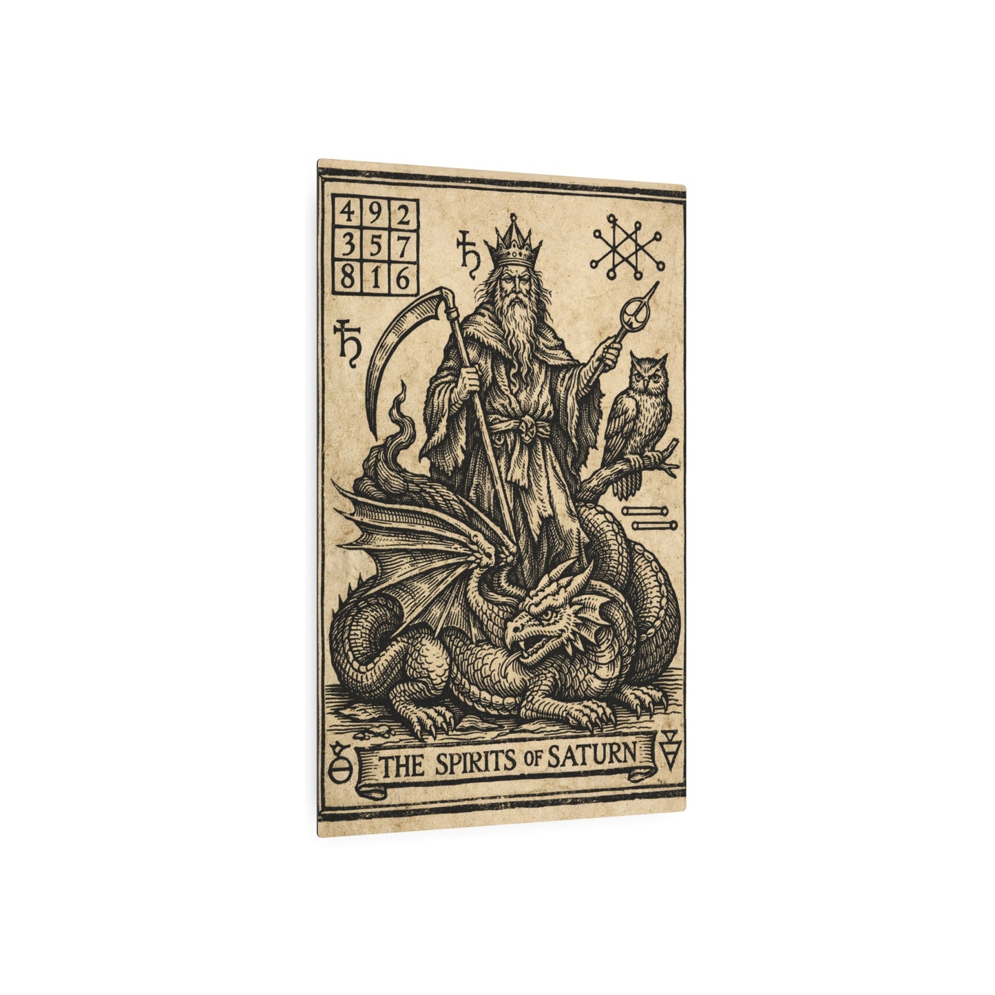 Saturn Spirits Metal Art Sign — Illustration Wall Plaque