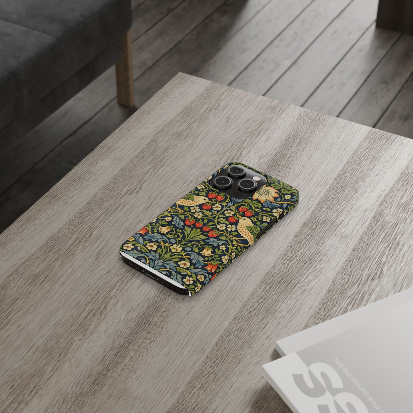 Slim Phone Case — Vintage William Morris Strawberry Thief Floral Pattern