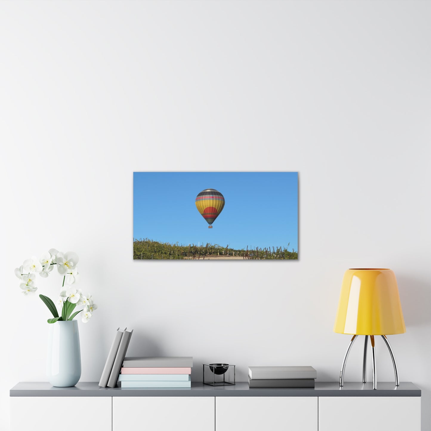 Hot Air Balloon Over Vineyard Canvas