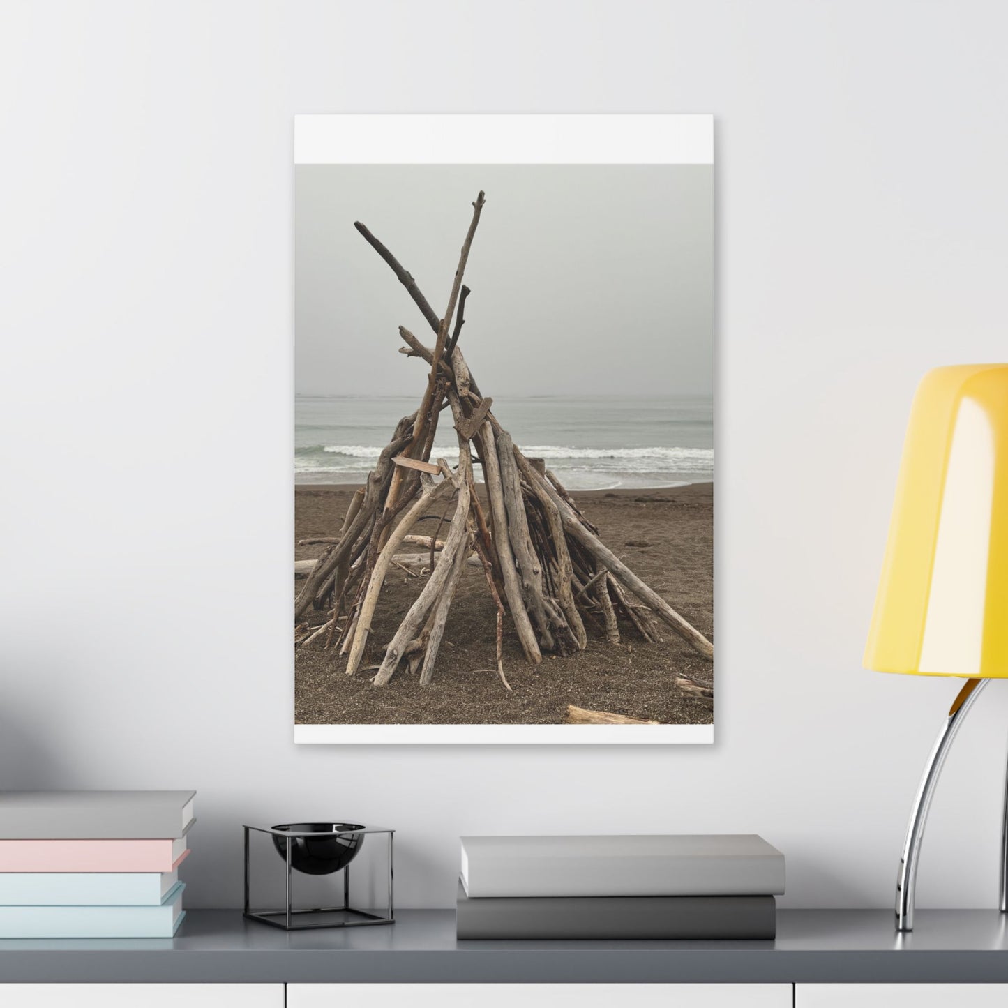 Driftwood Teepee Beach Driftwood Canvas