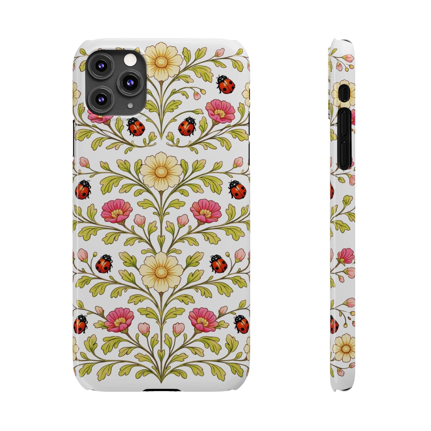Floral Ladybug Slim Phone Case — Vintage Garden Pattern