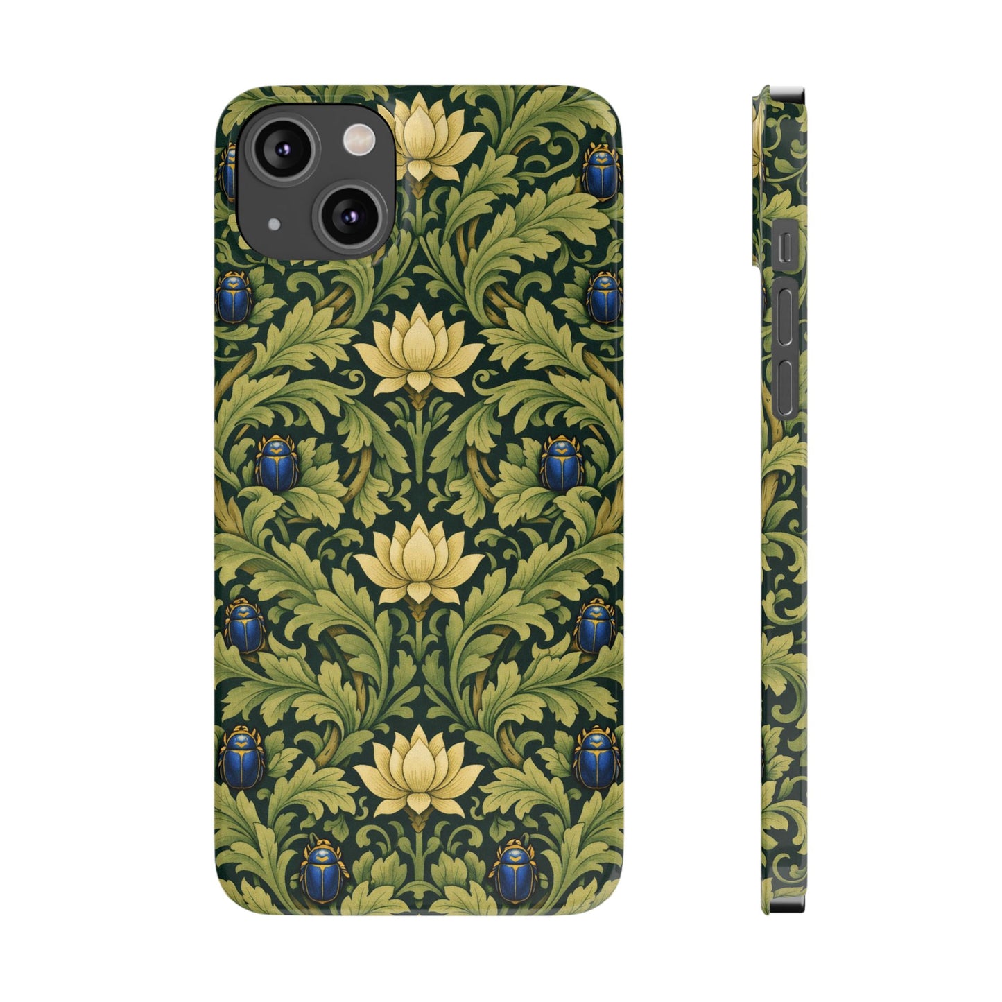 Vintage William Morris Green Lotus & Beetle Slim Phone Case