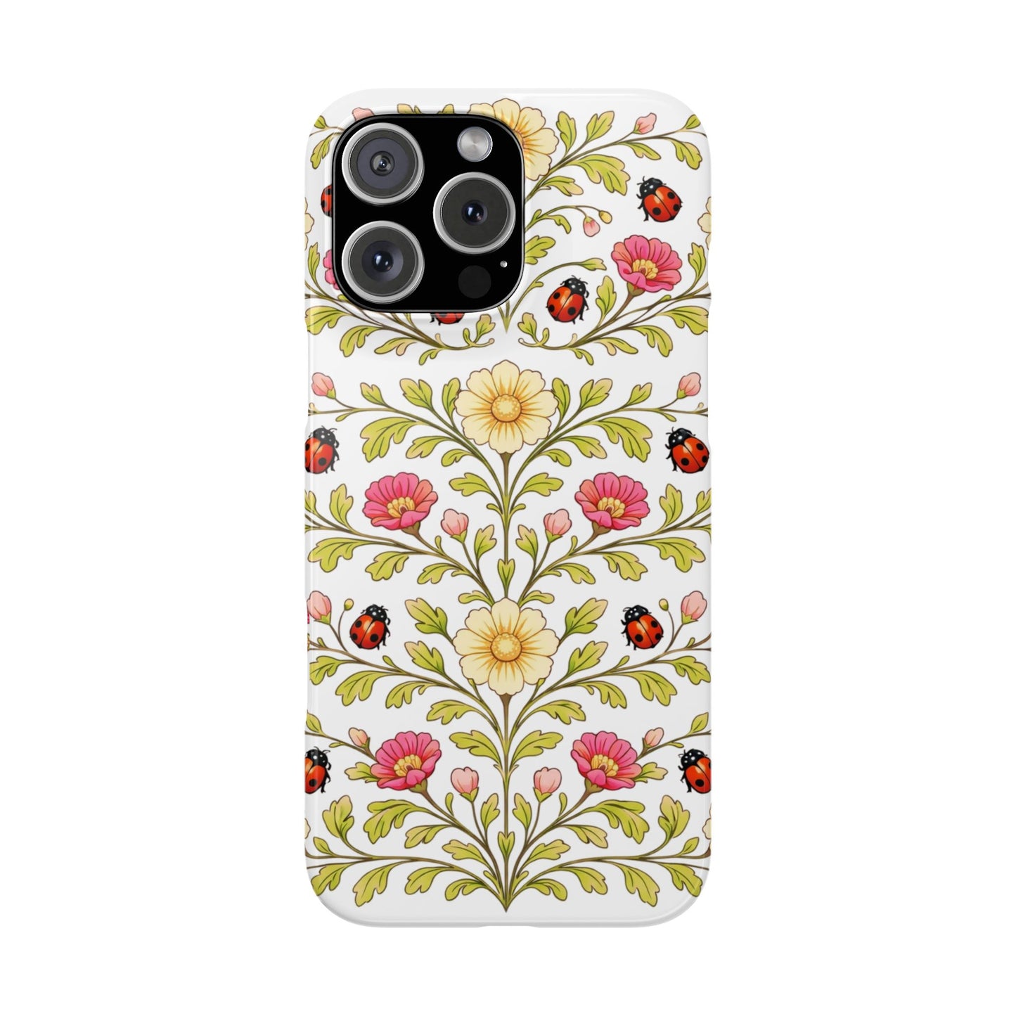 Floral Ladybug Slim Phone Case — Vintage Garden Pattern