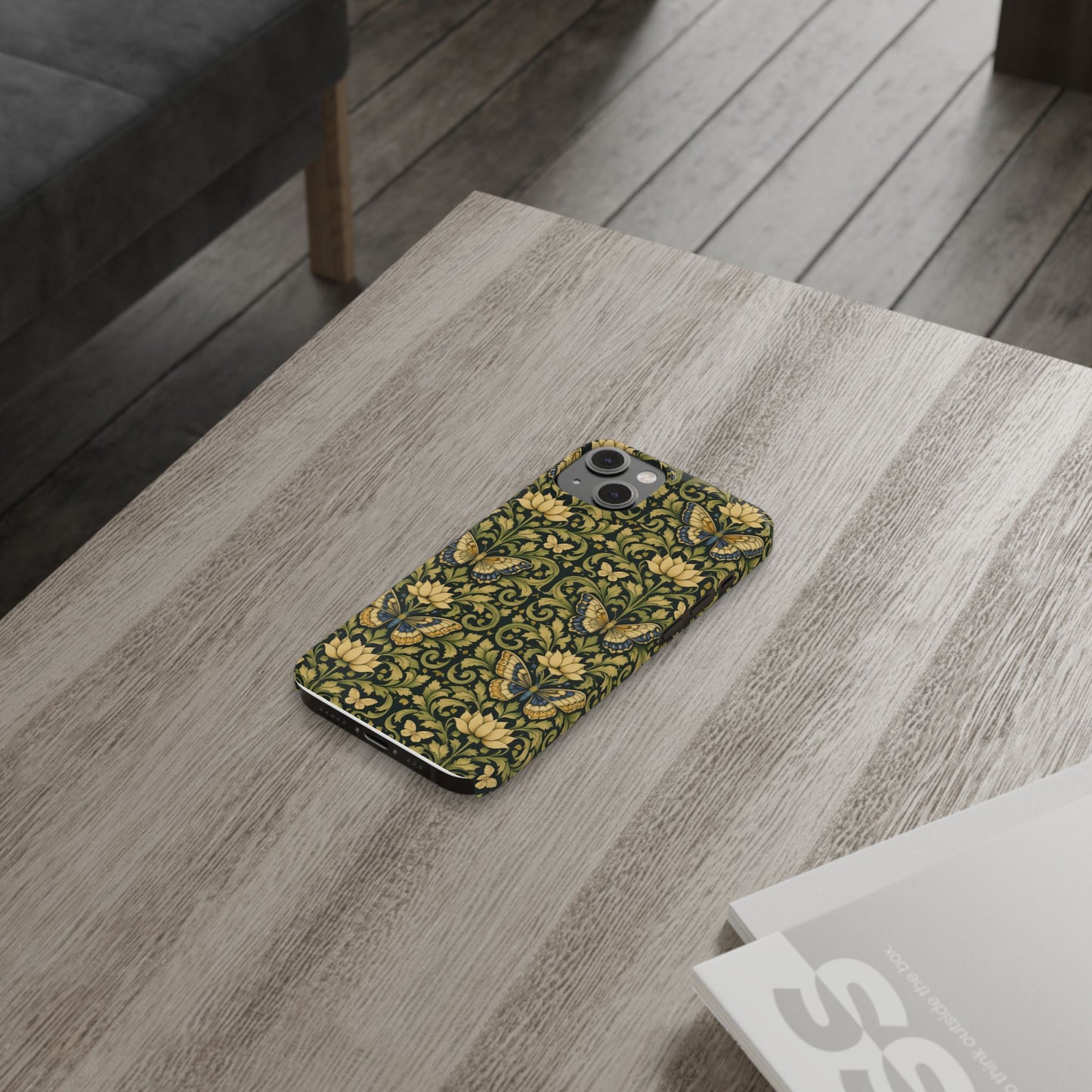 Victorian Butterfly Slim Phone Case — Vintage Floral Pattern