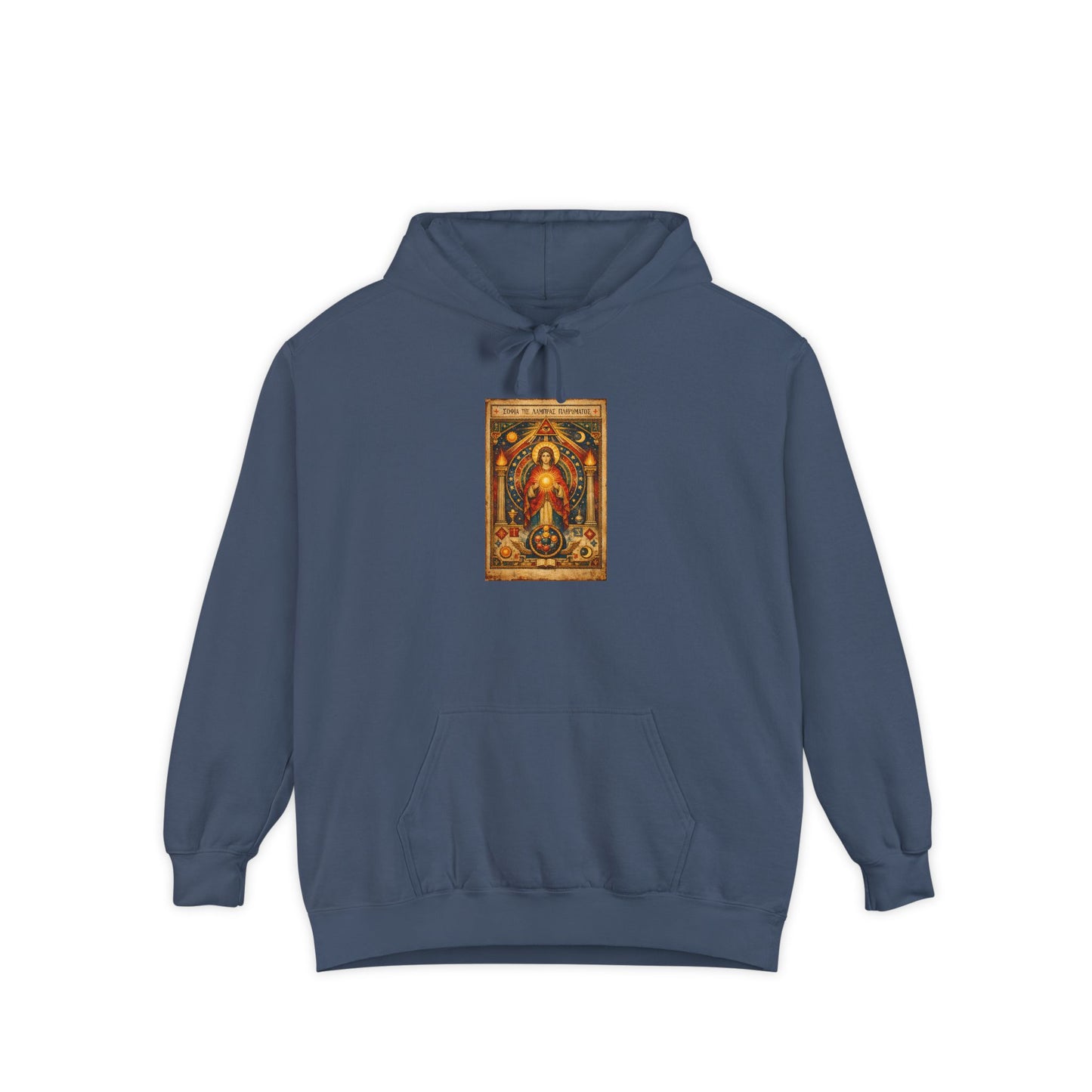 Religious Icon Hoodie — Vintage Gold Madonna Sacred Art Pullover