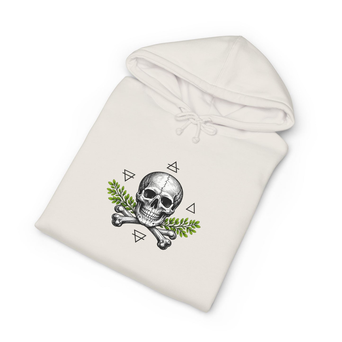 Skull & Acacia Sprig Hoodie — Gothic Skull Graphic Pullover