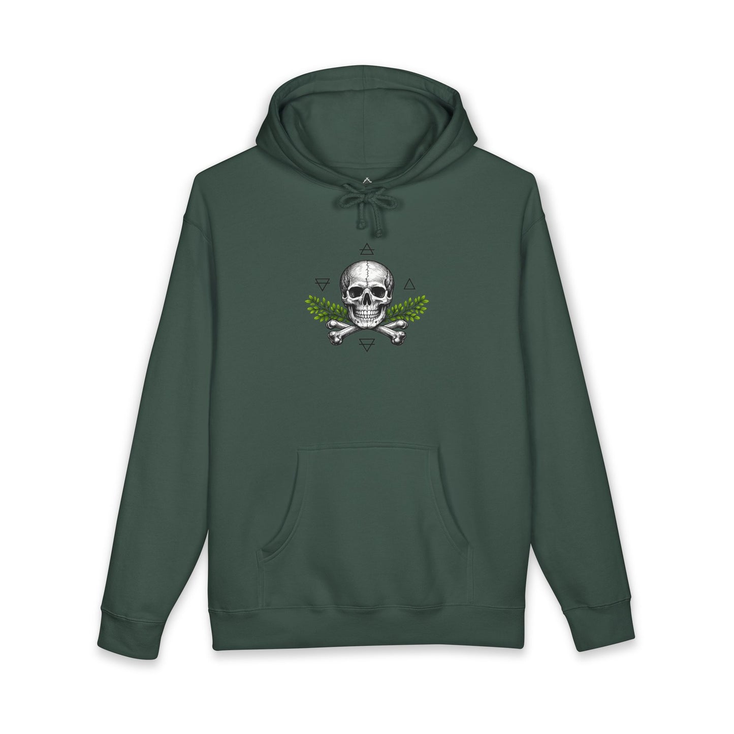 Skull & Acacia Sprig Hoodie — Gothic Skull Graphic Pullover
