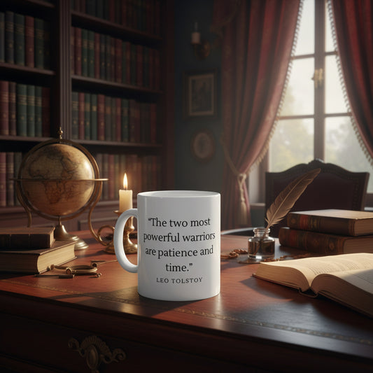 Tolstoy Quote Patience and Time Mug | Ceramic Coffee Tea Cup