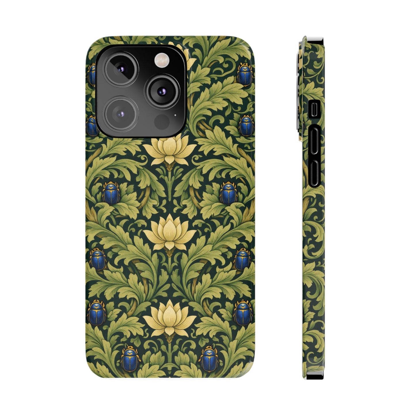 Vintage William Morris Green Lotus & Beetle Slim Phone Case