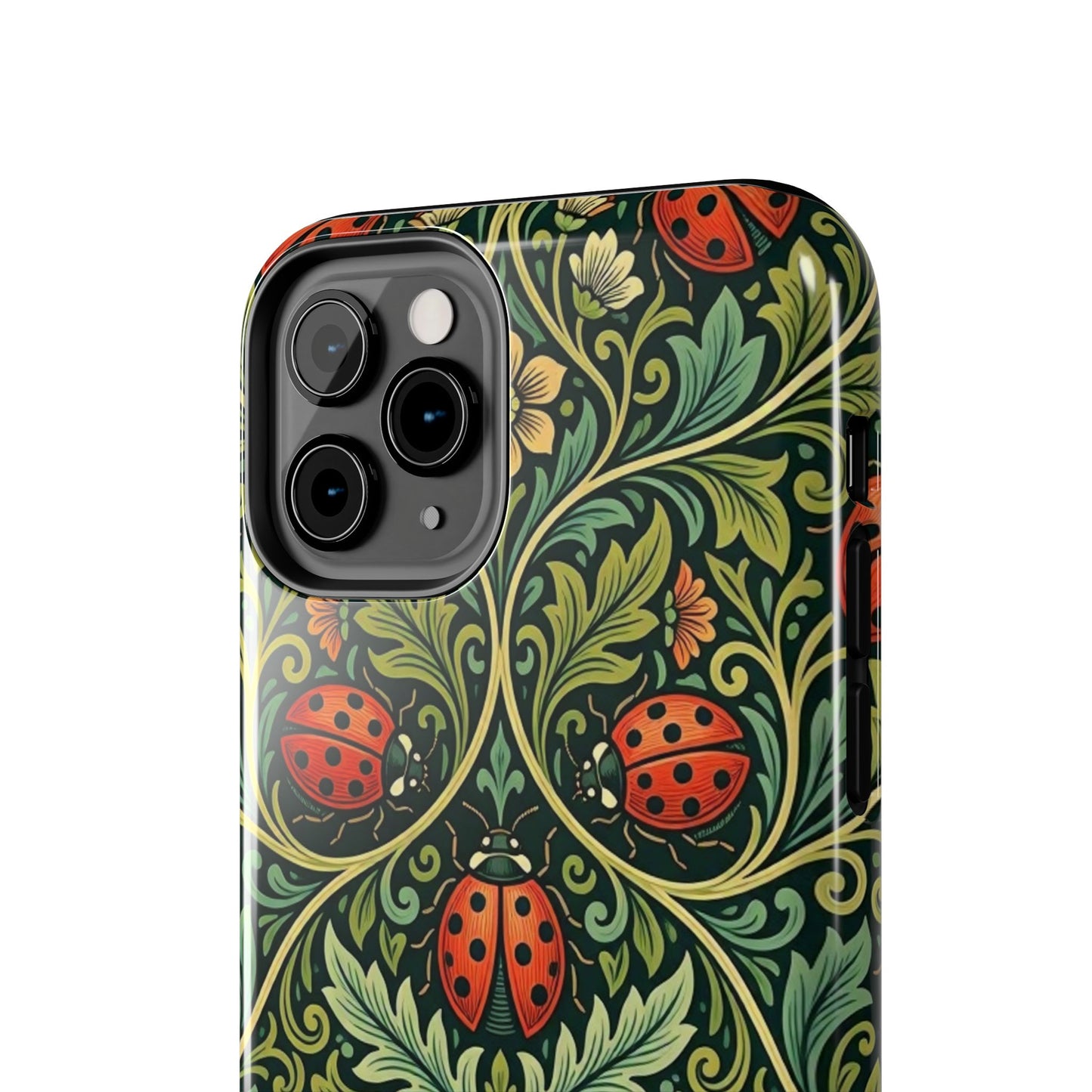 Vintage Floral Ladybug Tough Phone Case — Botanical Victorian Pattern