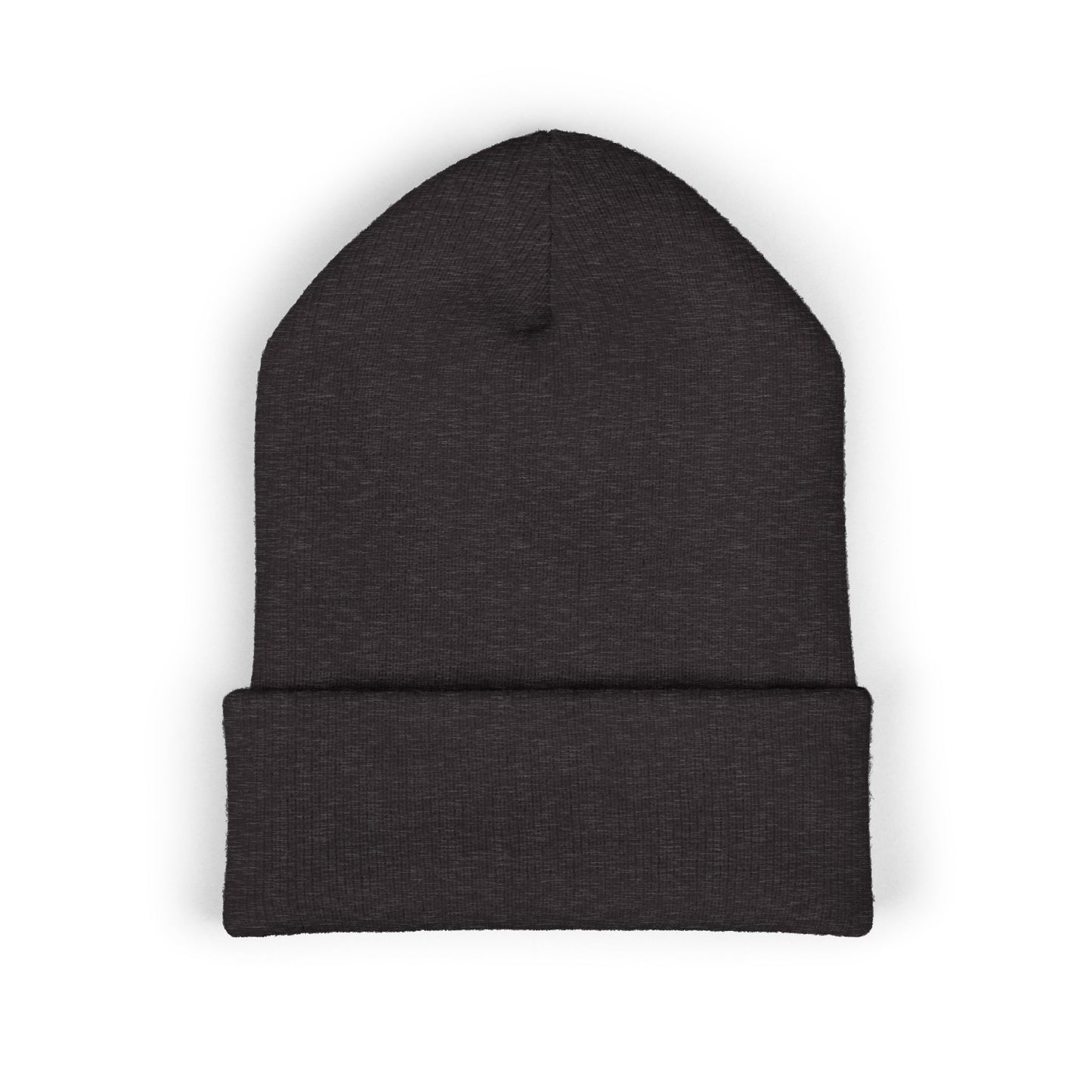 Embroidered Heart Rose Cuffed Beanie – Minimal White Knit Winter Hat