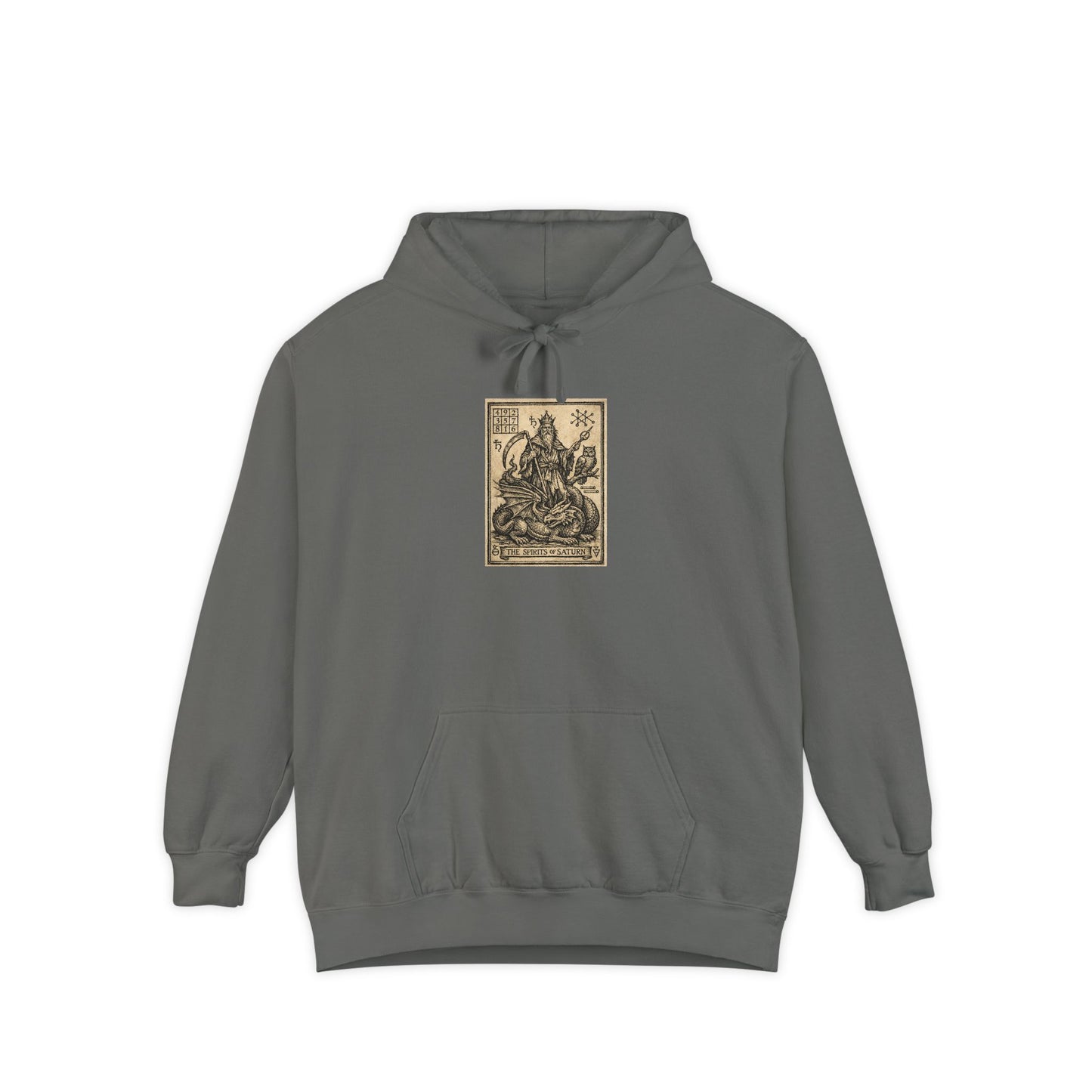 Tarot Rider-Style Hooded Sweatshirt — Vintage Death Card Graphic Hoodie