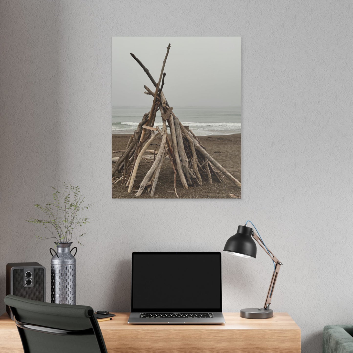 Driftwood Teepee Beach Driftwood Canvas