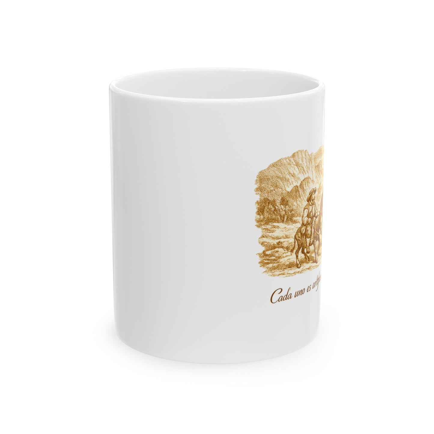 Don Quixote Ceramic Mug – Sepia Print | Cervantes Quote