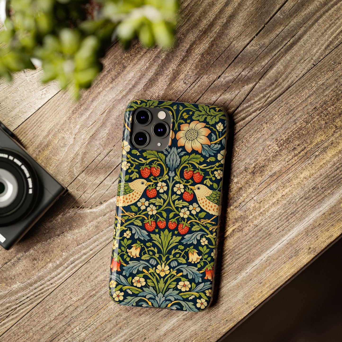 Slim Phone Case — Vintage William Morris Strawberry Thief Floral Pattern