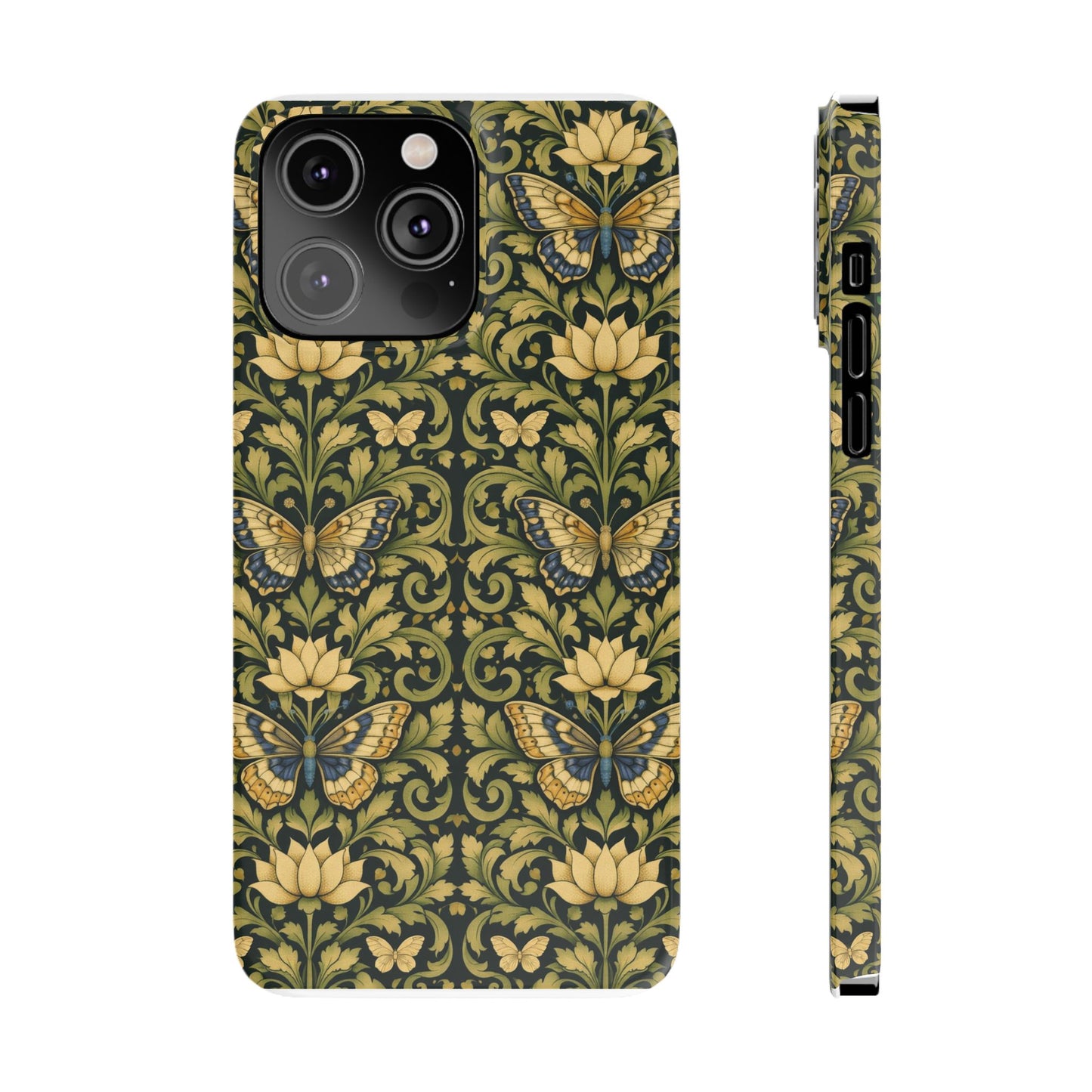 Victorian Butterfly Slim Phone Case — Vintage Floral Pattern